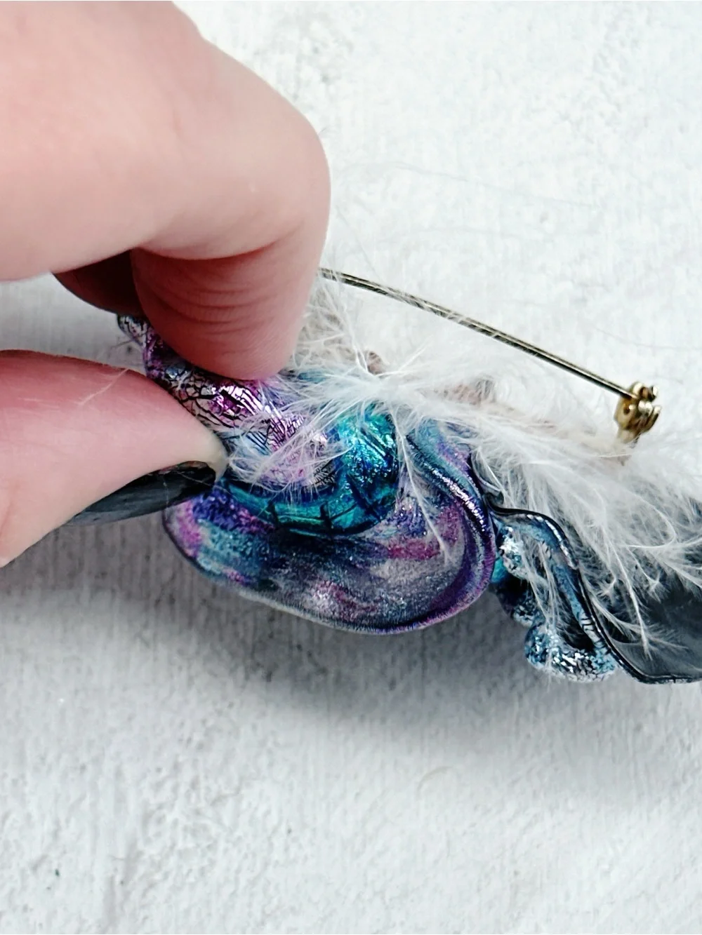 367u. Purple Ladyface Brooch